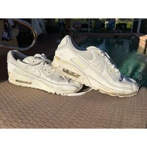 Nike Air Max 90 Triple White Sneakers CN8490-100 Mens Size 10 Shoes